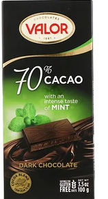 Valor Dark Chocolate, 70% Cocoa, with Mint