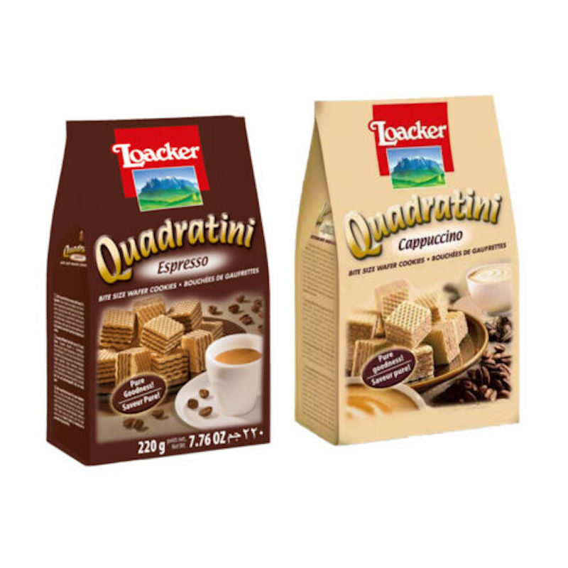 Loacker Quadratini Coffee Cube Wafer Variety - Espresso and Cappuccino 