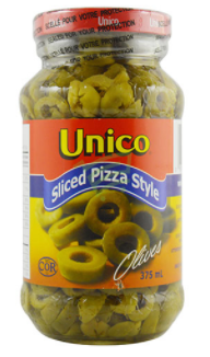 Unico Pizza Style Sliced Olives 375ml