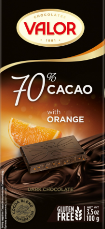 Valor, Dark Chcocolate, 70% Cocoa, With Orange