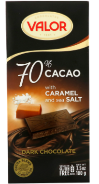 Valor, Dark Chocolate, 70% Cacao, With Caramel and Sea Salt