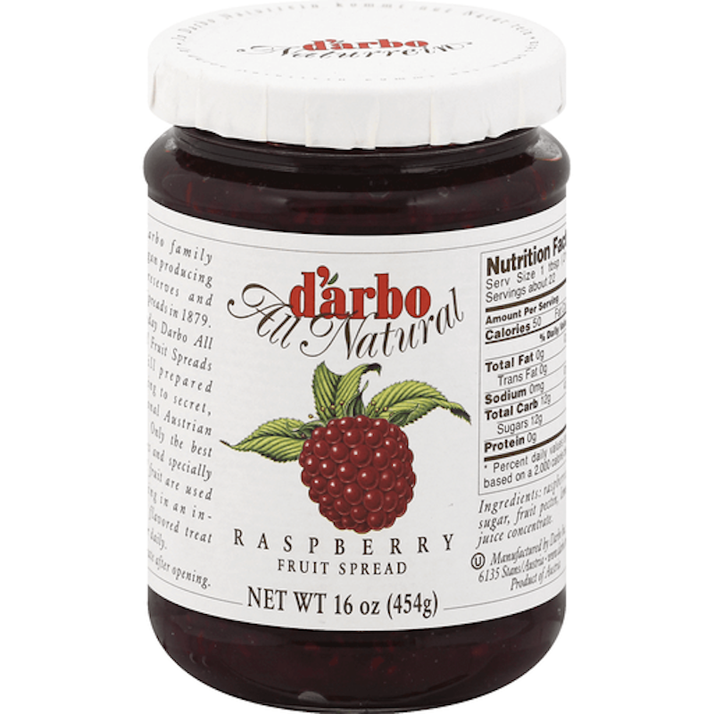 d'arbo all natural fruit spread raspberry